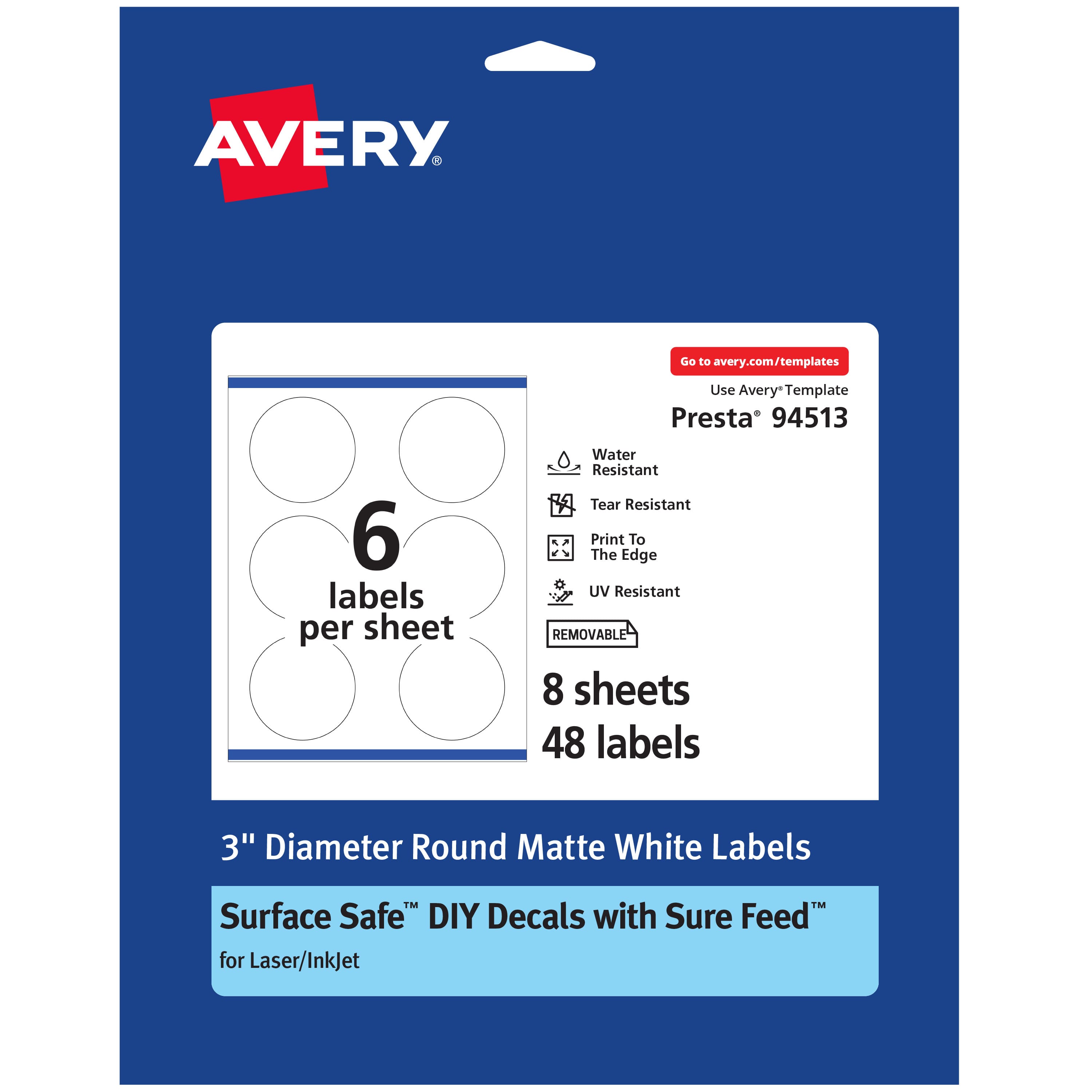 "Avery - Durable Removable Round Labels, 3"" Diameter, 48 Labels - White" price history on PriceWatchPro