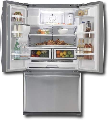 side by side fridge with freezer on bottom