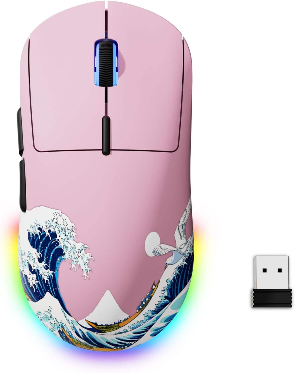 Womier - G57 Wireless Gaming Mouse, 8000 DPI, 2.4G/Bluetooth/USB-C Rechargeable Mice for PC/Mac - Wireless - Pink