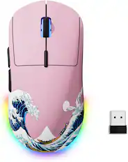 Front. Womier - Womier G57 Wireless Gaming Mouse, 8000 DPI, 2.4G/Bluetooth/USB-C Rechargeable Mice for PC/Mac - Pink.