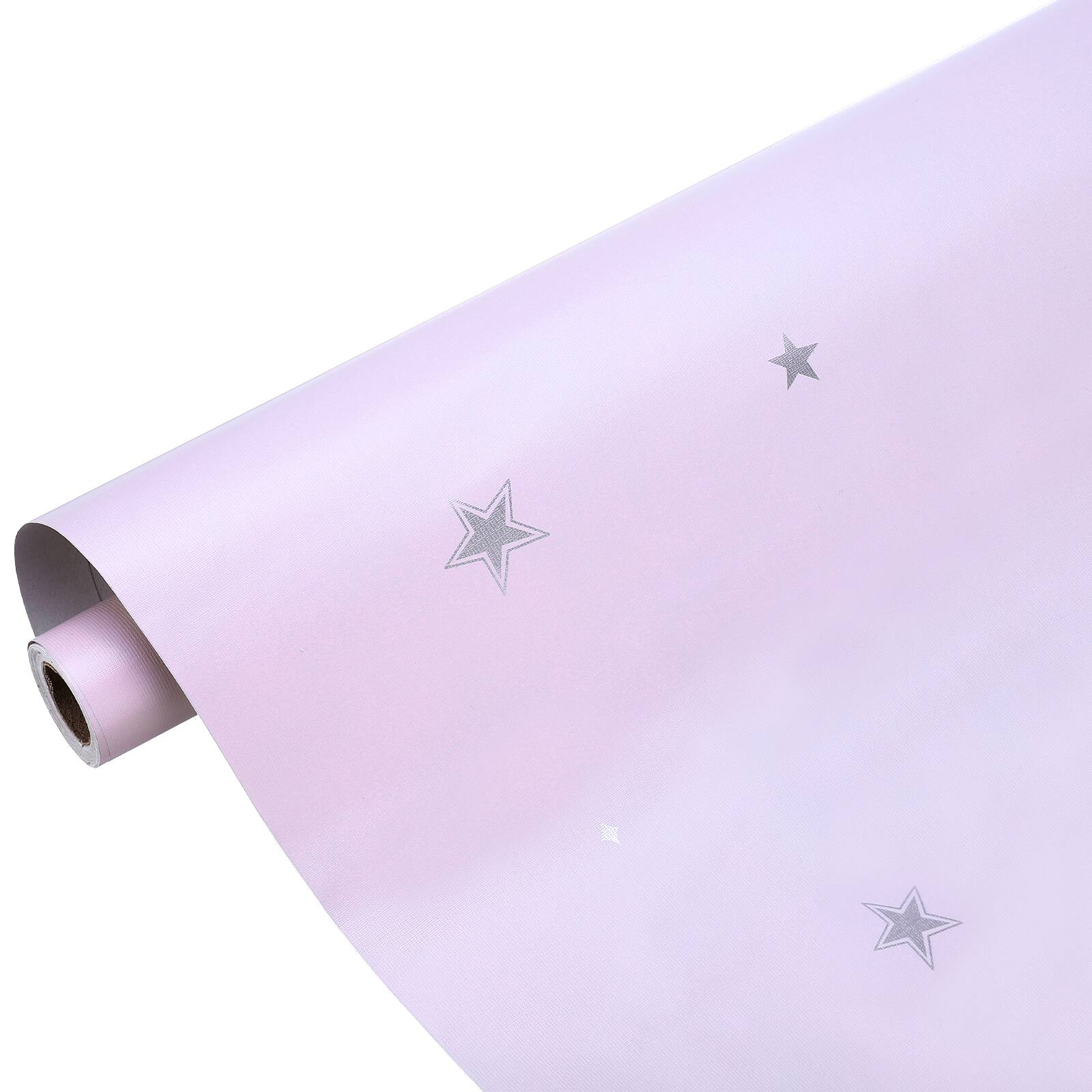 Front. Unique Bargains - Star Wallpaper 23.6x394" Pentagram Matte Vinyl Waterproof Peel & Stick for Bedroom, Living Room, Kitchen Decor - Purple.