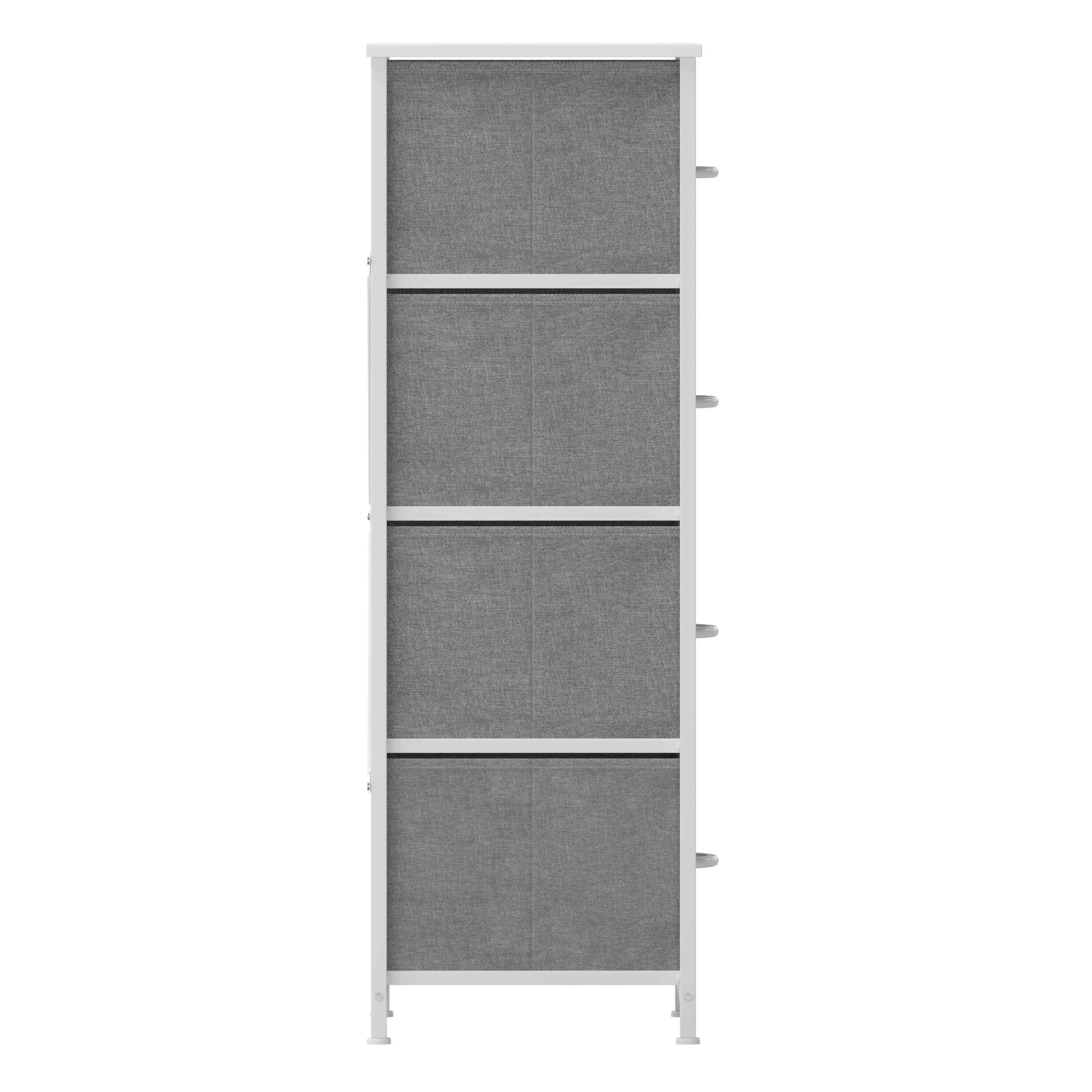 Alt View 8. Emma + Oliver - Marley 4 Drawer Storage Dresser with Cast Iron Frame, Wood Top and Easy Pull Fabric Drawers with Wooden Handles - Gray Drawers/White Frame.