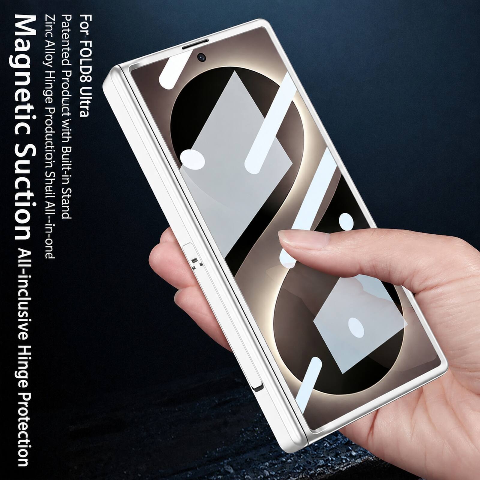 Zinc Alloy Hinge Product with Ultra Production Built-in Suction Shell All-in-one All-inclusive Hinge Protection

For FOLD8

Patented