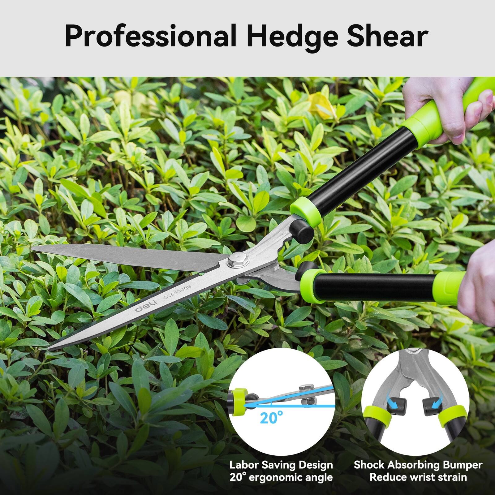 Professional Hedge Shear BL580003

- Labor Saving Design
- 20° ergonomic angle
- Shock Absorbing Bumper
- Reduce wrist strain