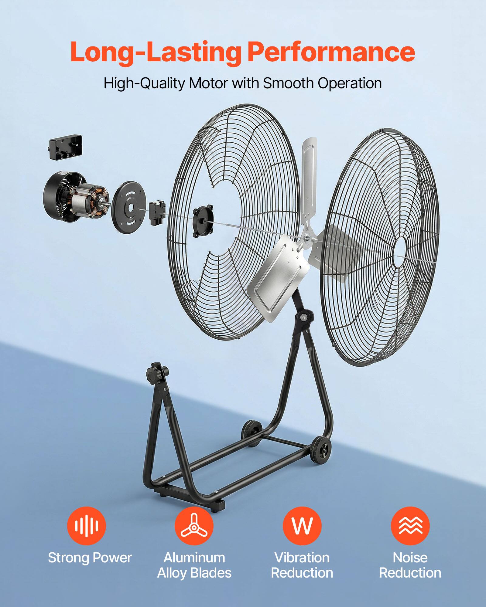 Long-Lasting Performance  
High-Quality Motor with Smooth Operation  

- Strong Power  
- Aluminum Alloy Blades  
- Vibration Reduction  
- Noise Reduction
