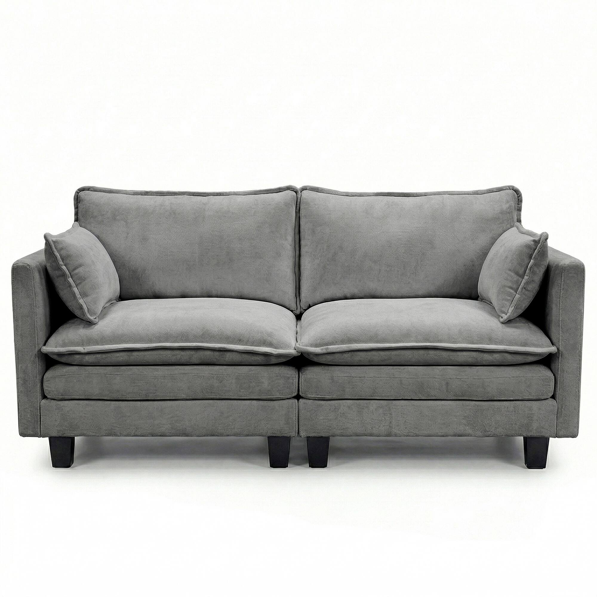 Back. Anysun - Modern Chenille Loveseat Sofa – 2-Seat Compact Couch with Dual USB Charging Ports and Side Pockets - Dark Grey.
