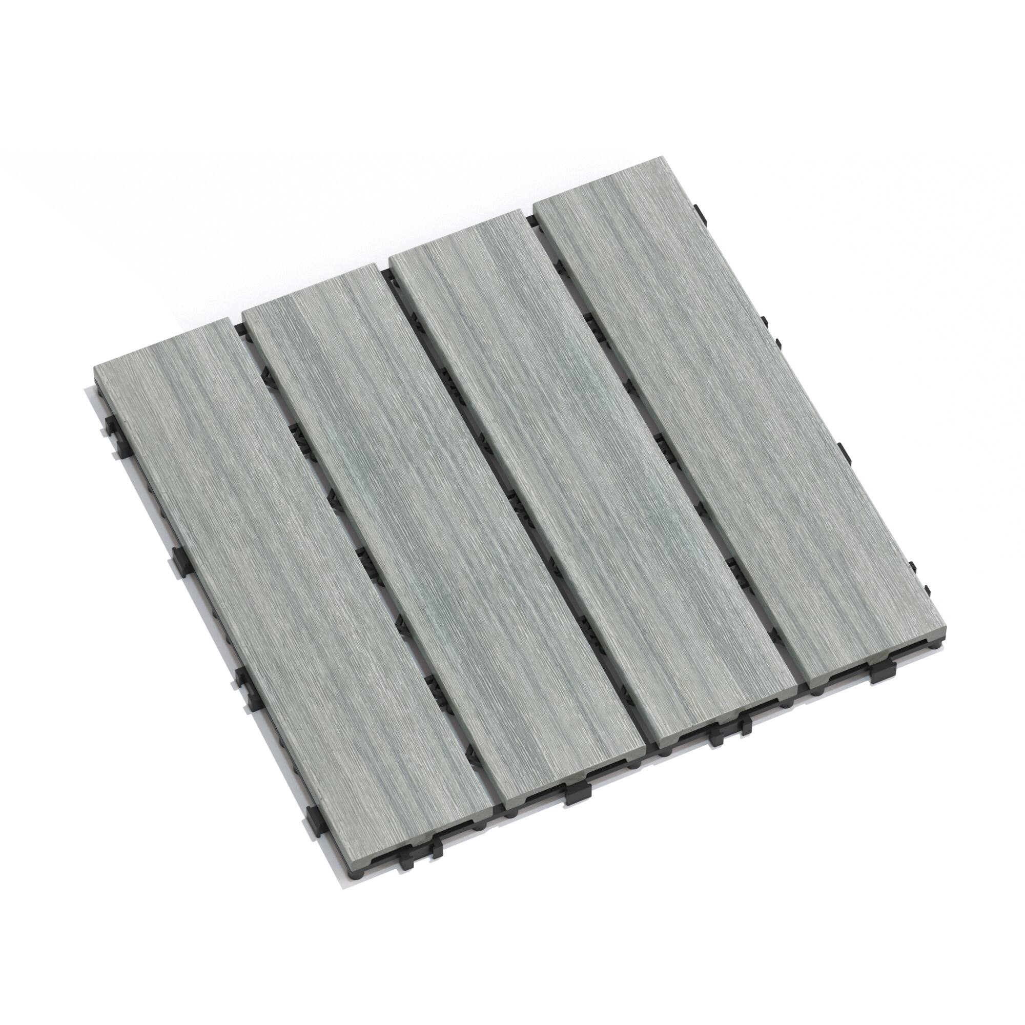 Left. APRILSOUL - 22pcs 12in WPC Interlocking Deck Tiles Water Resistant SKYGREY - Gray.