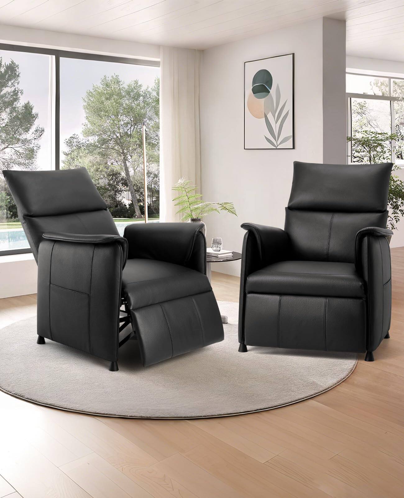 Alt View 1. Jojoka - Electric Recliner Chair with Memory Function, PU Leather/Fabric Recliner Rocker Chair with Side Pokects - Black-PU.