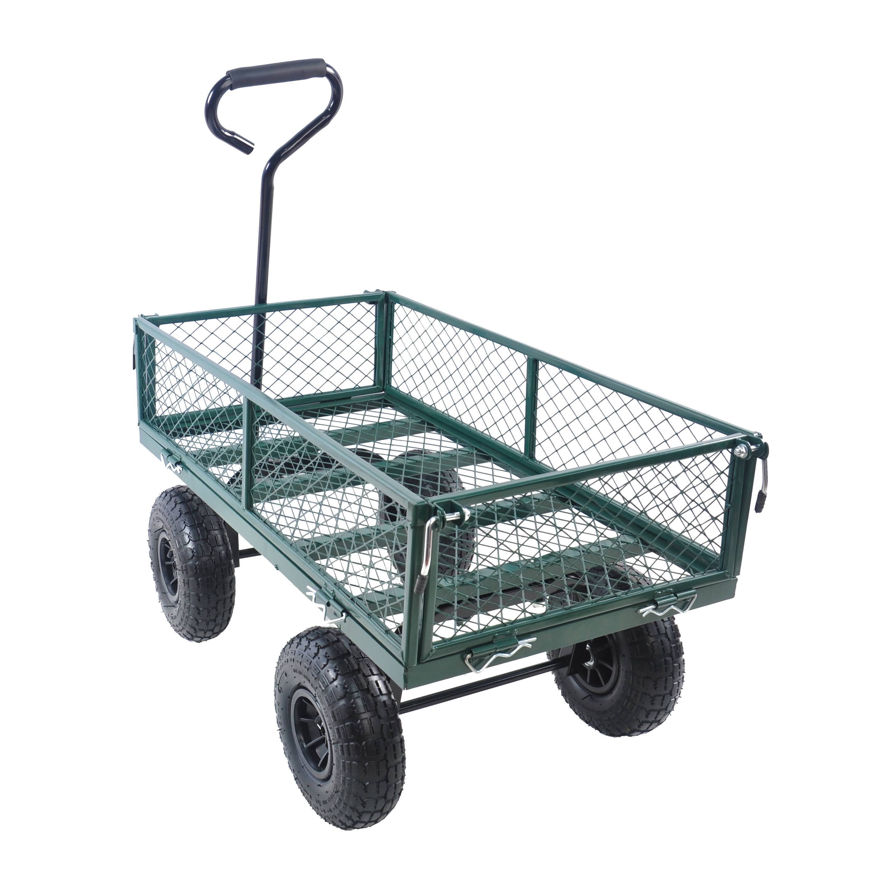 Angle. COWLOWN - Green Garden Wagon Cart Heavy Duty for Firewood Transport - Green.