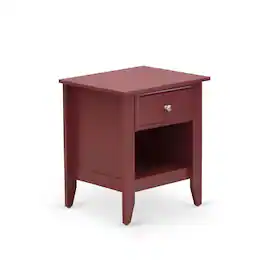 East West Furniture - GA-13-ET Wooden Night Stand for bedroom with 1 Wooden Drawer, Stable and Sturdy Constructed - Burgundy