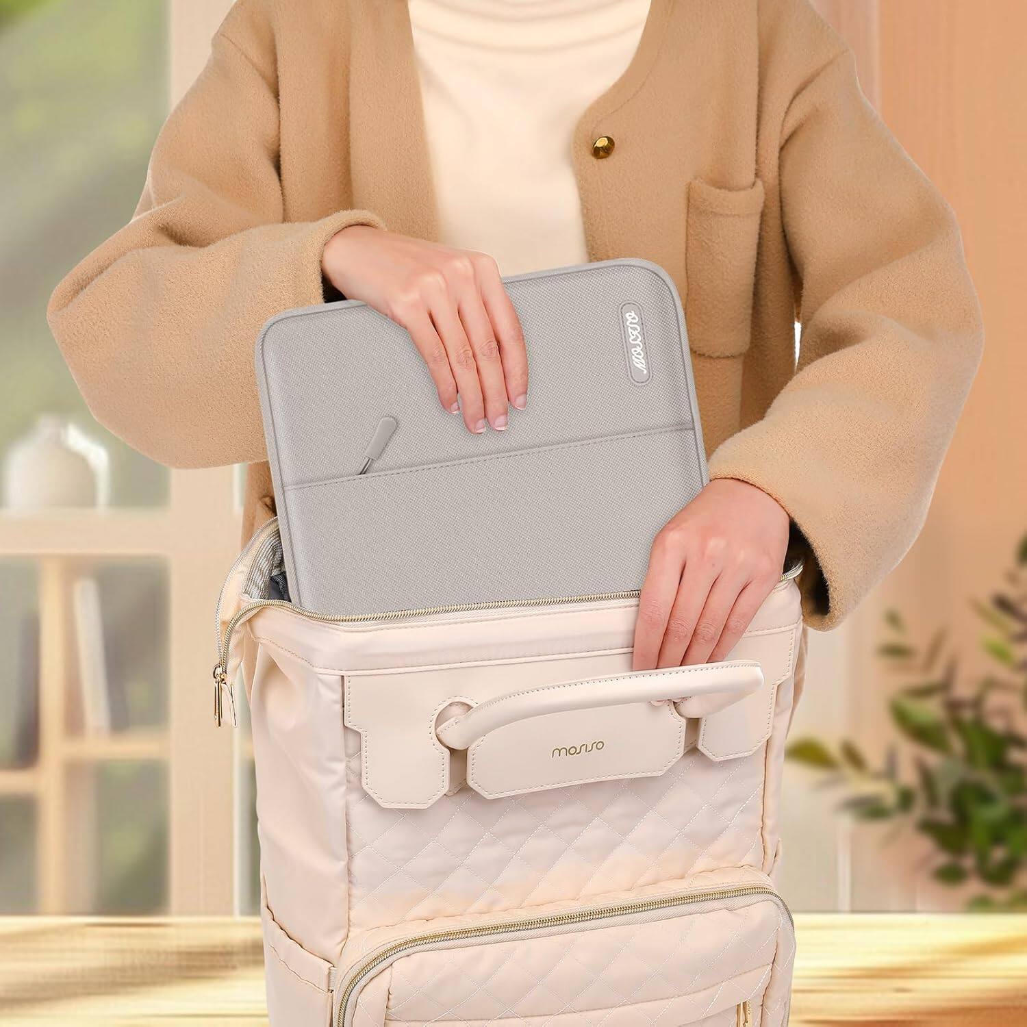 Alt View 4. mosiso - Laptop Case 13-13.3 inch Laptop Sleeve Fit with MacBook Air/Pro 13/Pro 14  HP Dell ASUS Lenovo  Sleeve Bag with Pocket - Stone Gray.