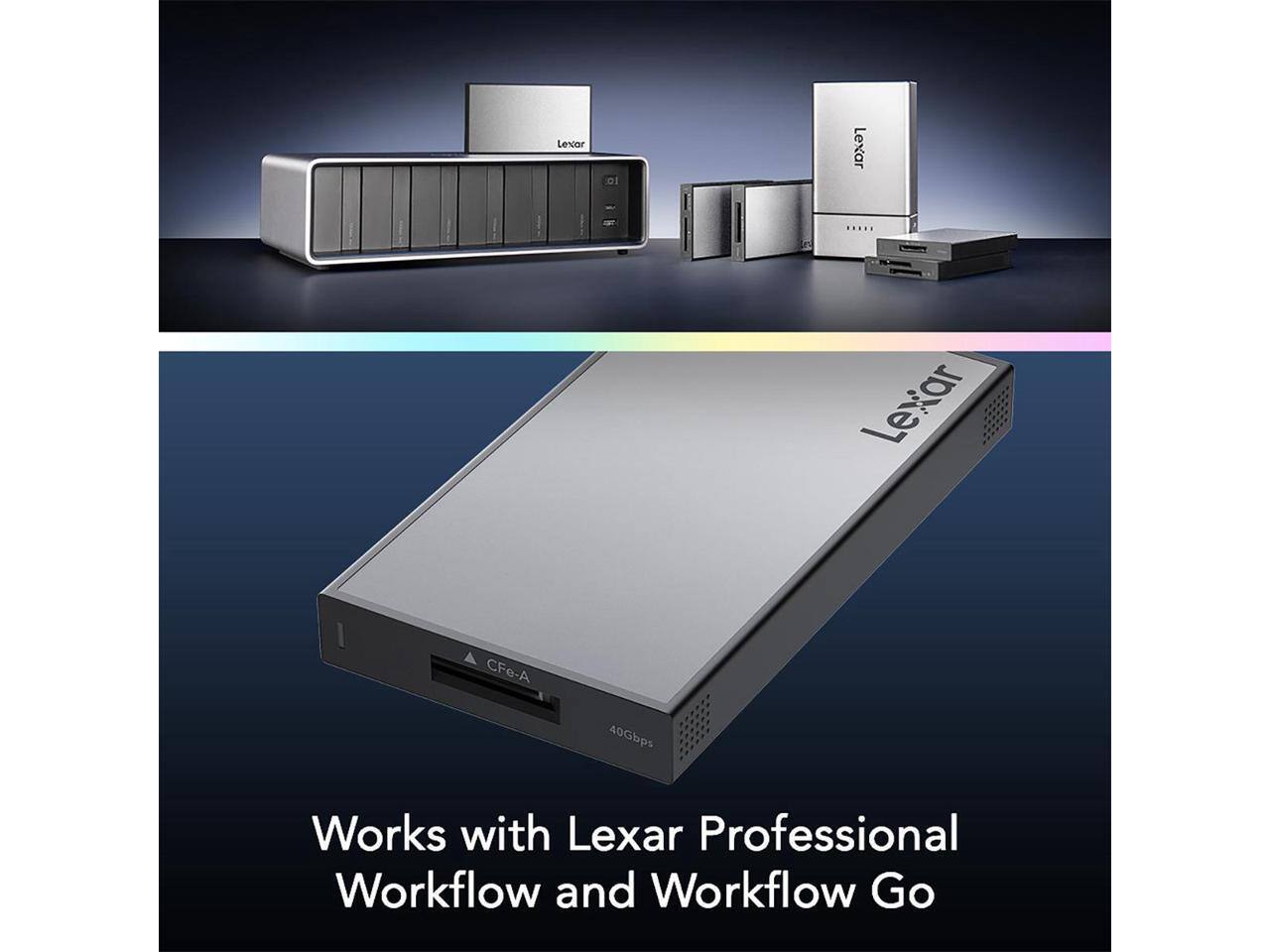 Levar 01 Lexar CFe-A 40Gbps  
Works with Lexar Professional Workflow and Workflow Go