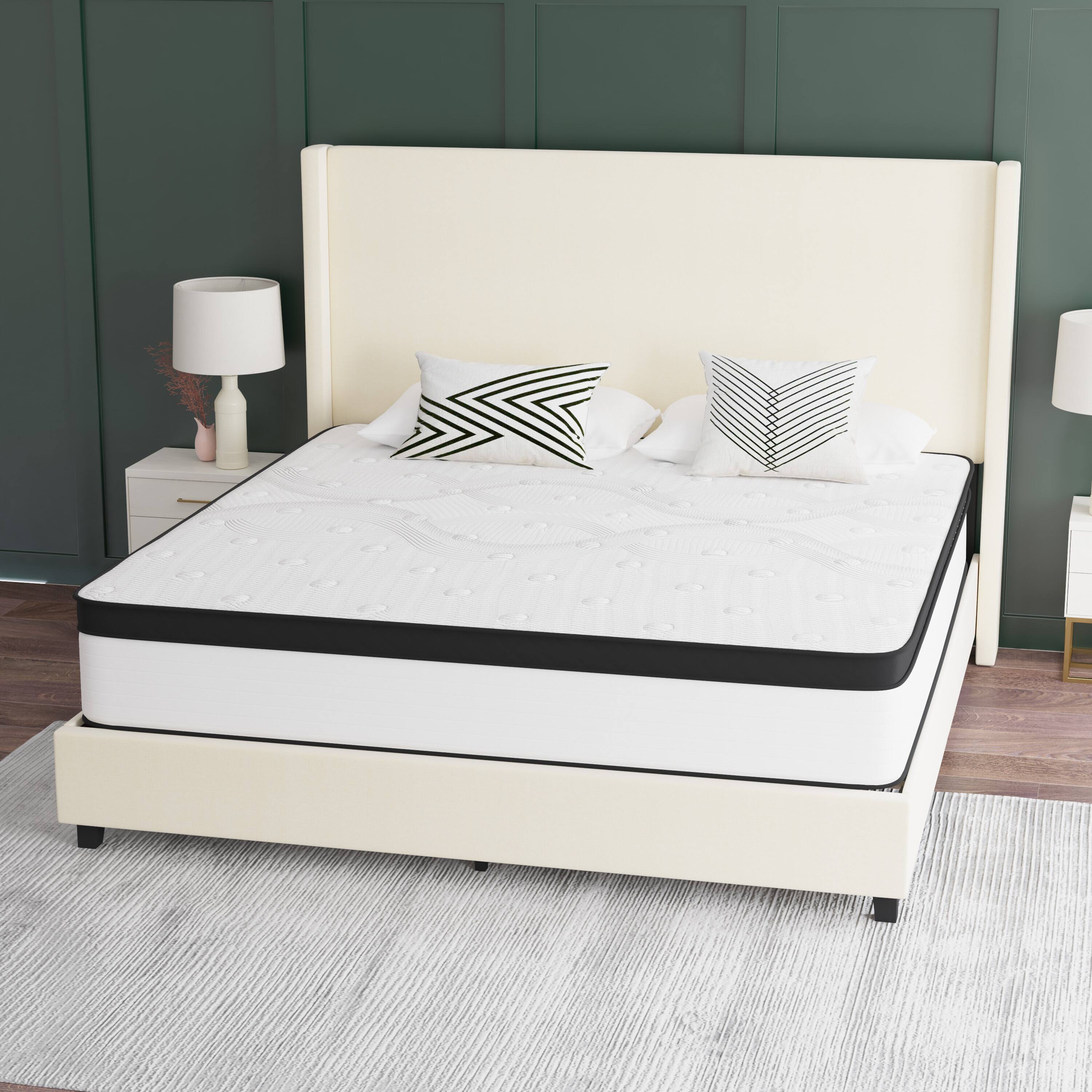 Alt View 4. Emma + Oliver - Hybrid Mattress in a Box for All Sleep Positions - White.