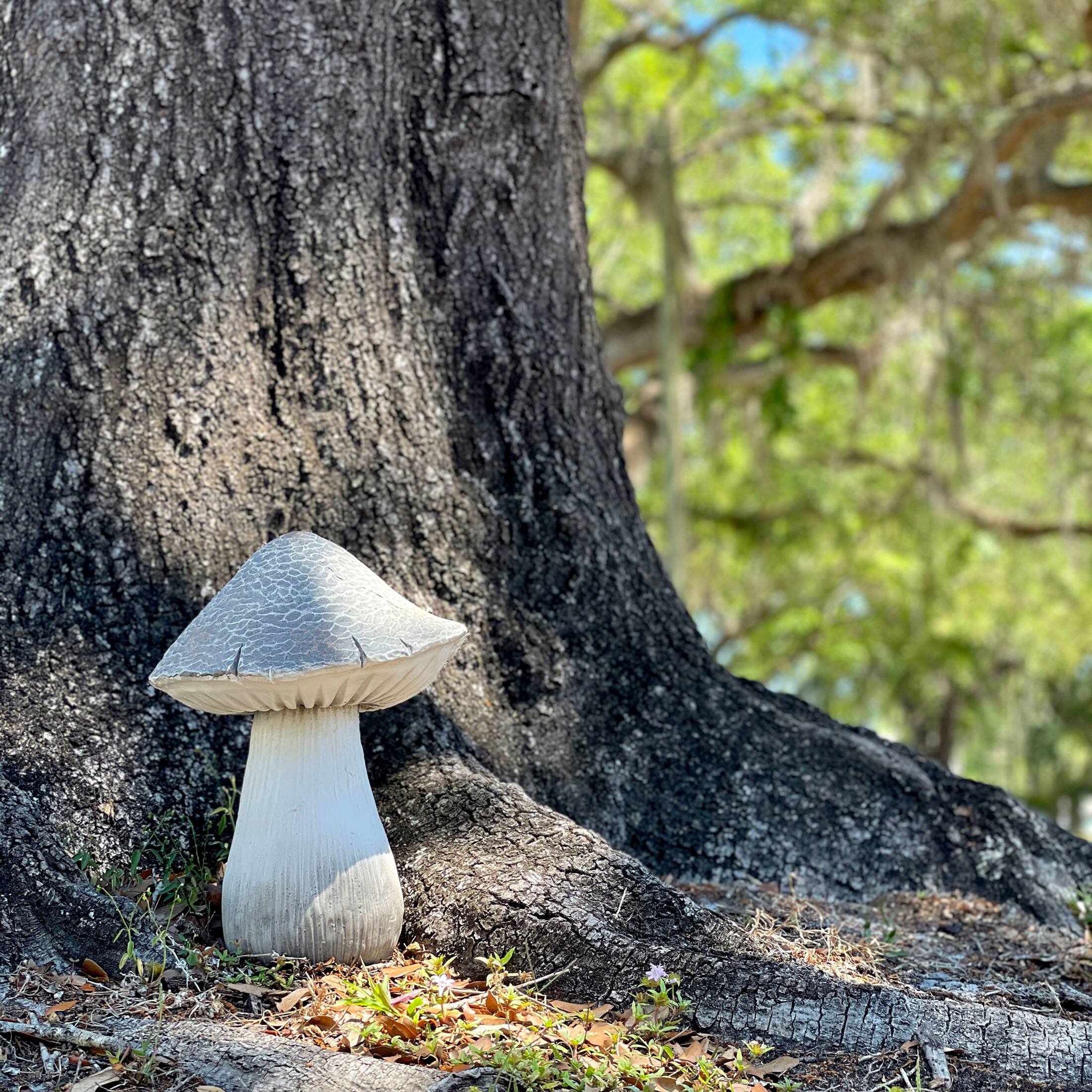Alt View 4. Zeckos - Mushroom Statue 14" Tall, Magnesium Oxide Indoor Outdoor Garden Decor - Off-White.