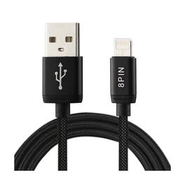 Reiko - Nylon Braided Reversible Micro Usb And 8-Pin 2-In-1 Cable 3.3Ft In - Black