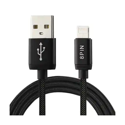 Front. Reiko - Nylon Braided Reversible Micro Usb And 8-Pin 2-In-1 Cable 3.3Ft In Black - Black.
