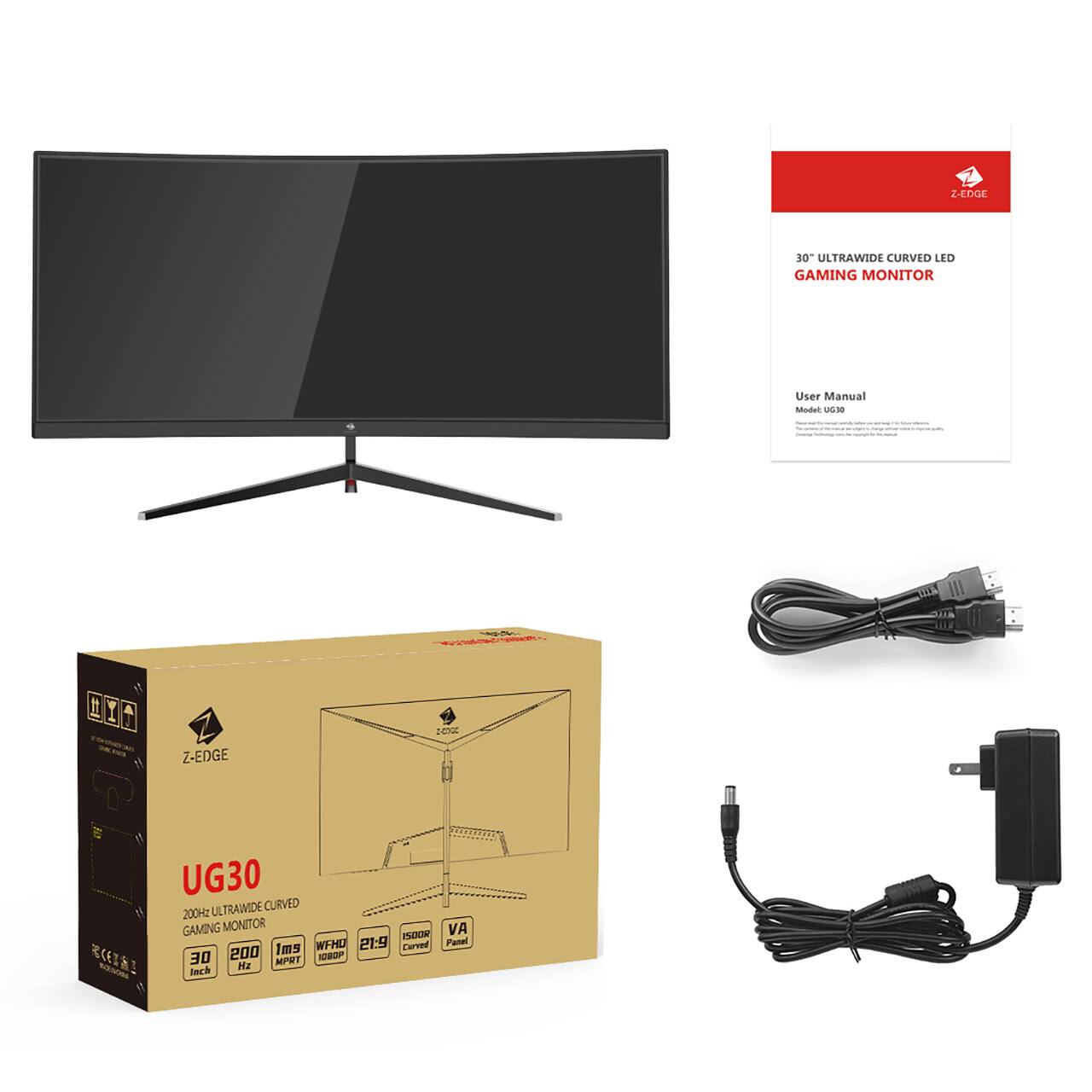 200Hz ULTRAWIDE CURVED LED GAMING MONITOR
User Manual
Model: UG30
200Hz
30 Inch
MPRT
21.9 Curved Panel
VA Panel
WFHD
1ms