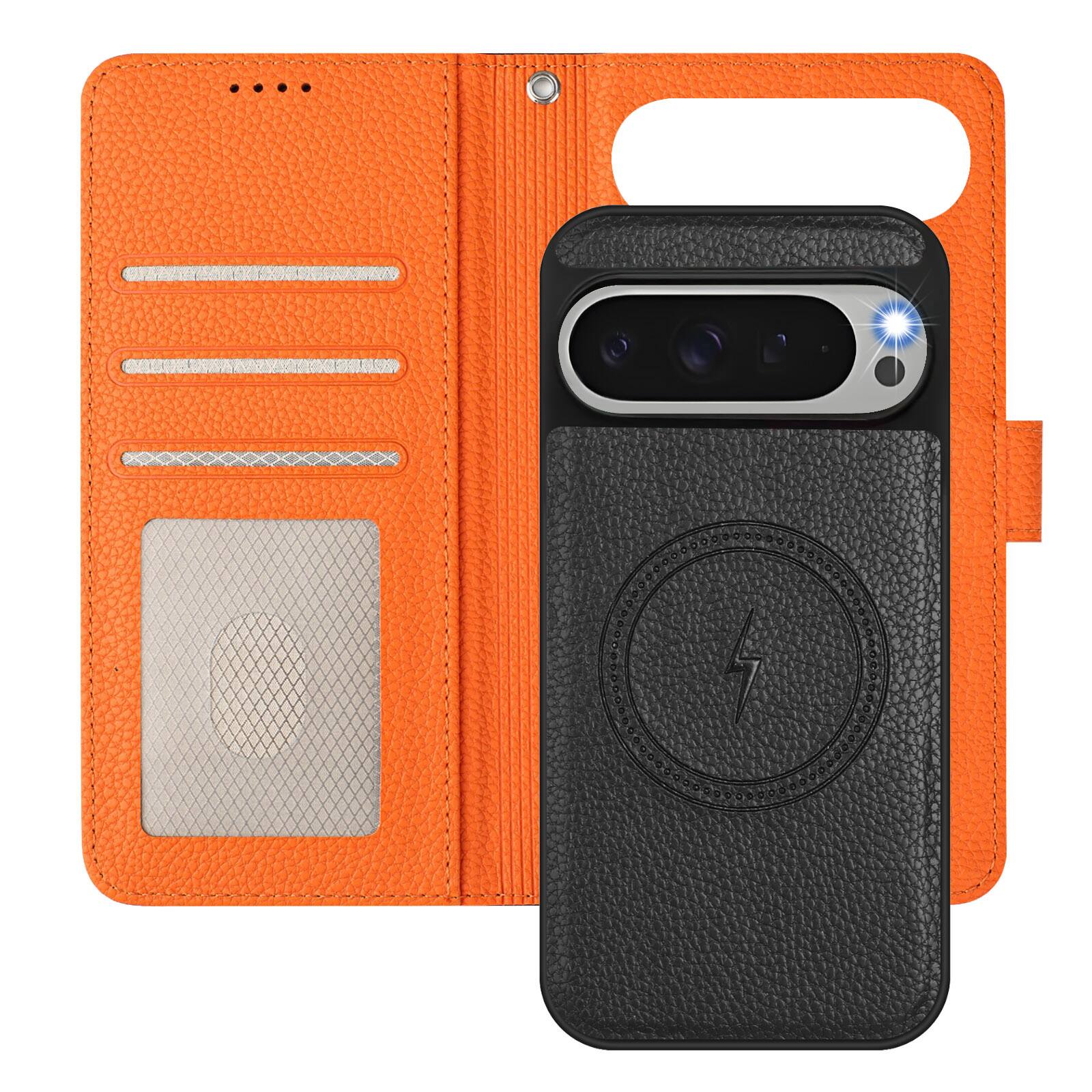 Alt View 2. Dteck - Magnetic Detachable 2-in-1 Wallet Case for Google Pixel 10 Pro XL, PU Leather Flip Cover with Card Slots & Wrist Strap - Black.