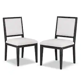 Manhattan Lane - Kizie Dining Side Chair Set of 2, Farmhouse Panel Design, Black Wood - Black, White