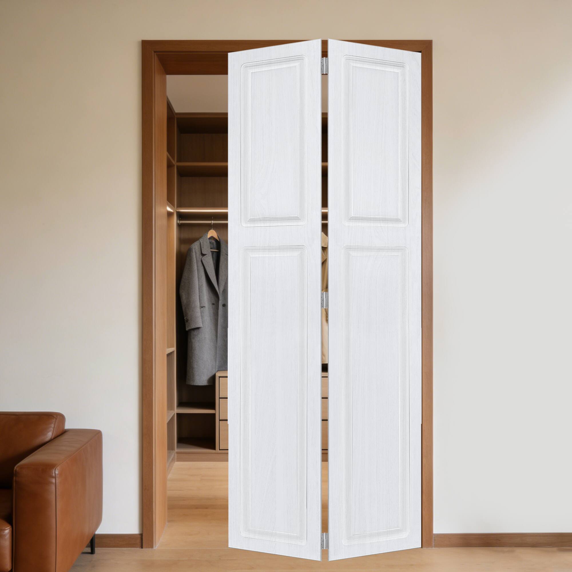 Alt View 2. Boyel Living - Milk White Interior Barn Door 80-in L x 0.75-in W x 36-in H with Matching Installation Hardware - Milk White.