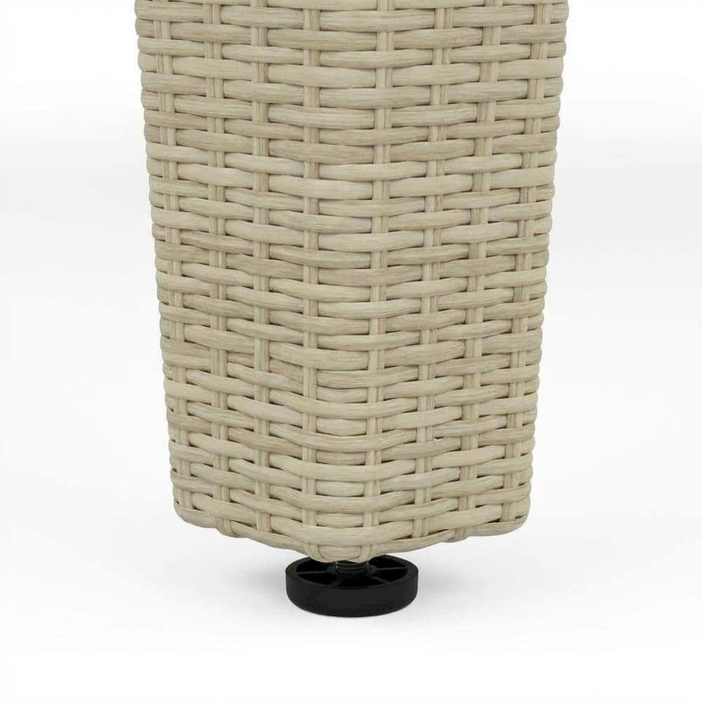 Outdoor Escape - Rectangle PE Wicker Dining Table with Glass Top for Outdoor Patio - Natural Linen price history on PriceWatchPro
