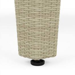 Outdoor Escape - Rectangle PE Wicker Dining Table with Glass Top for Outdoor Patio - Natural Linen