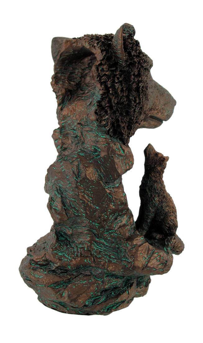 Alt View 3. Zeckos - Bronzed Finish Resin Wolf Bust Statue 7 Inches High - Bronze.