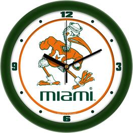 MpDirect - Miami Hurricanes 11.5'' Suntime Premium Glass Face Traditional Logo Wall Clock - Multicolor