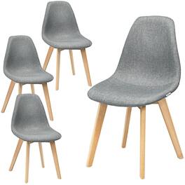 Gymax - Set of 4 Dining Chairs Fabric Cushion Kitchen Side Chairs - Gray