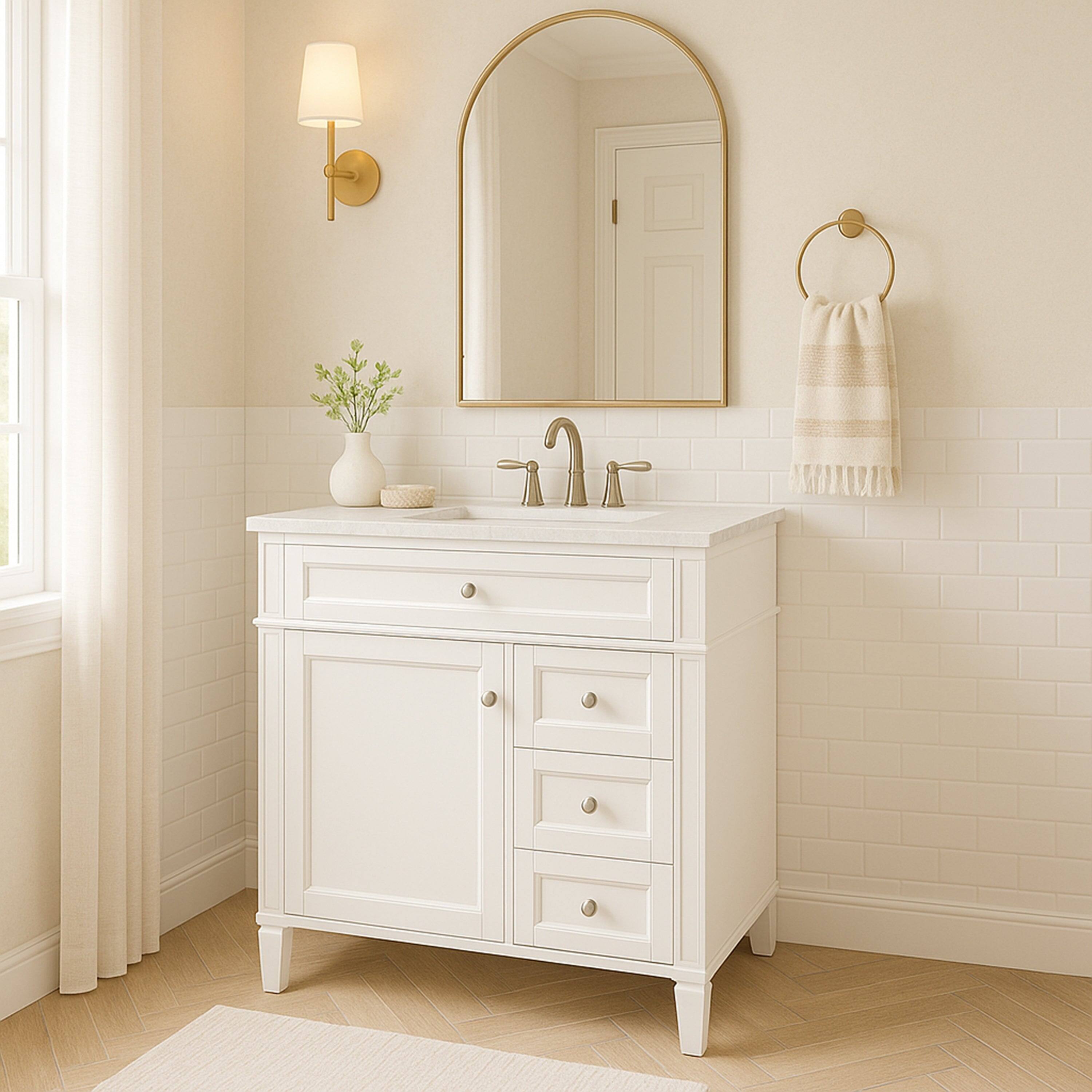 Alt View 1. Boyel Living - 30 Inch Modern Bathroom Vanity Cabinet No Sink Three Drawers With Tip Out White - White.