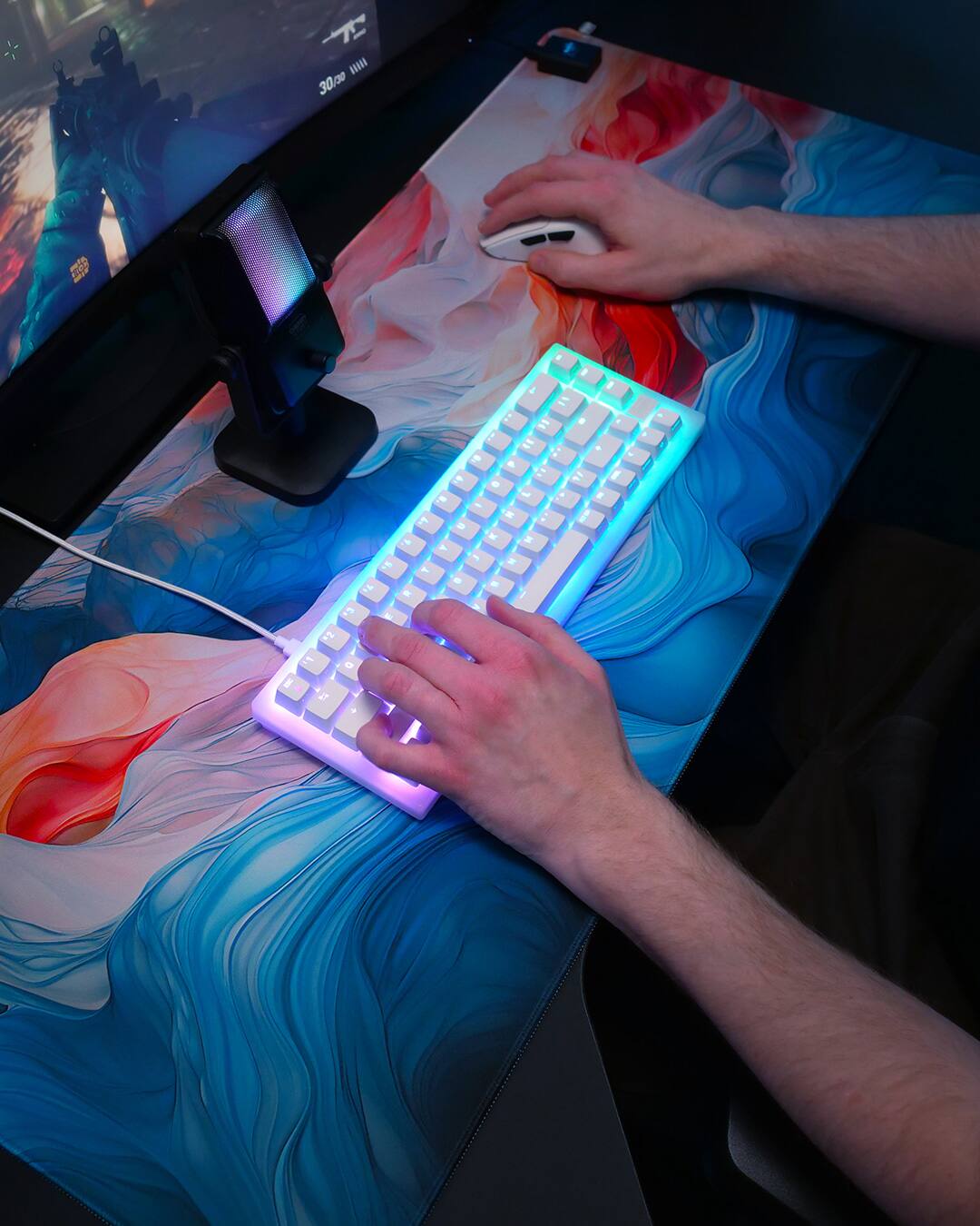 Alt View 1. CHERRY - Mechanical Gaming Keyboard WH - White.