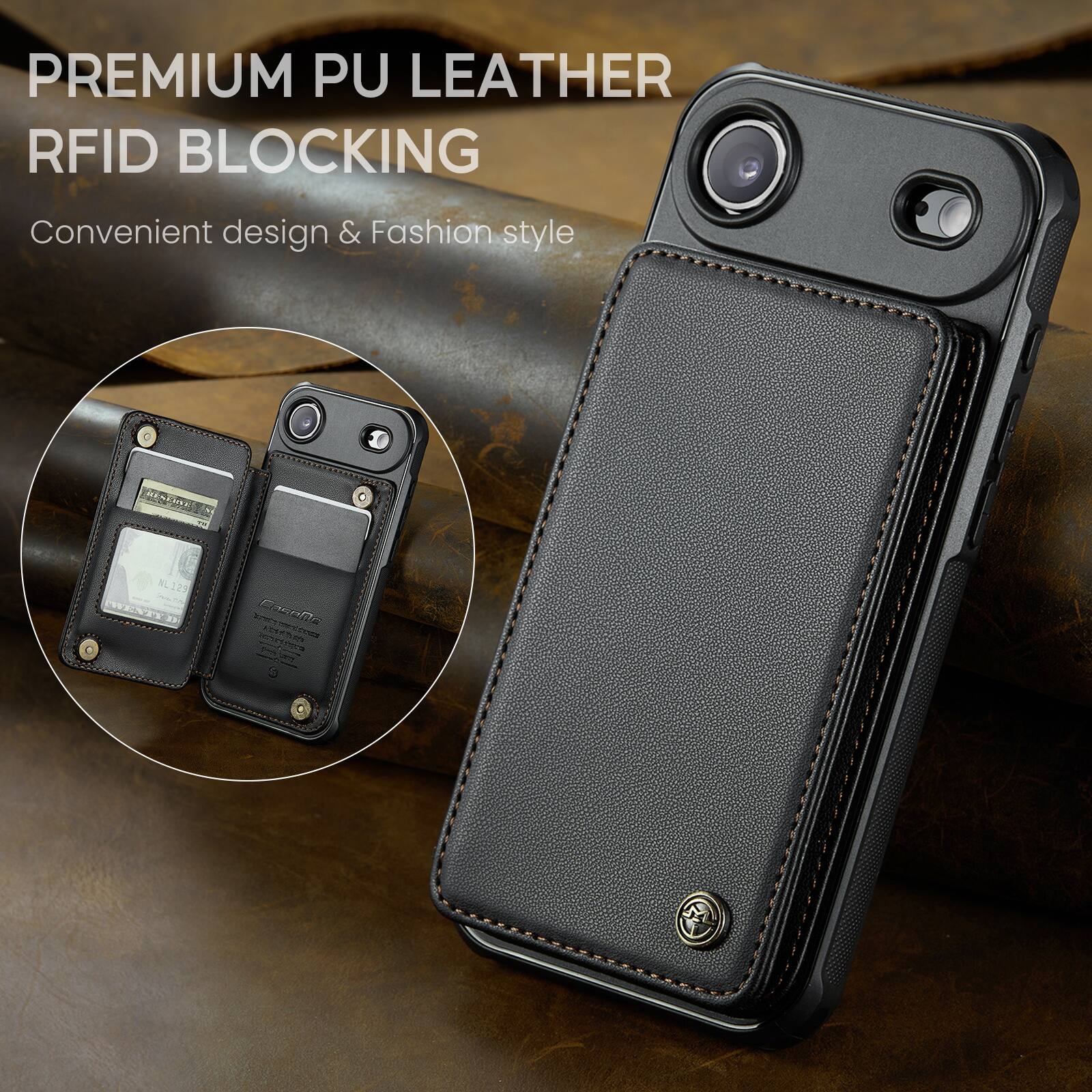 PREMIUM PU LEATHER RFID BLOCKING  
Convenient design & Fashion style