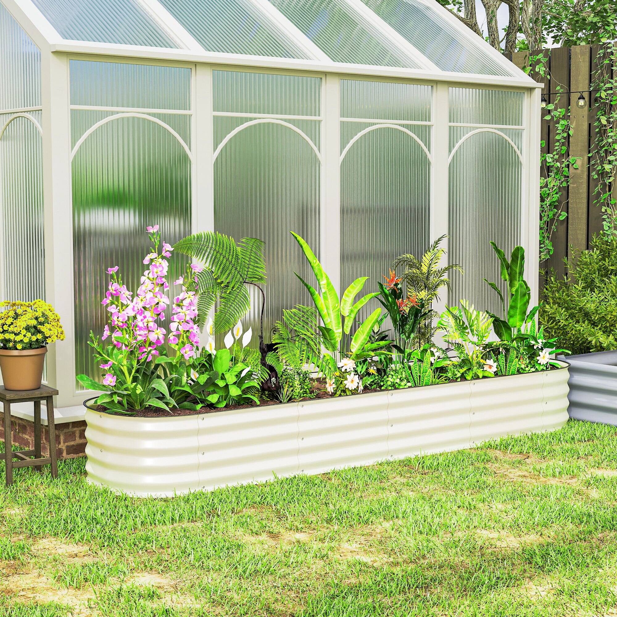 Alt View 1. Outsunny - x 2' x 1' Galvanized Raised Garden Bed Kit - Cream White.