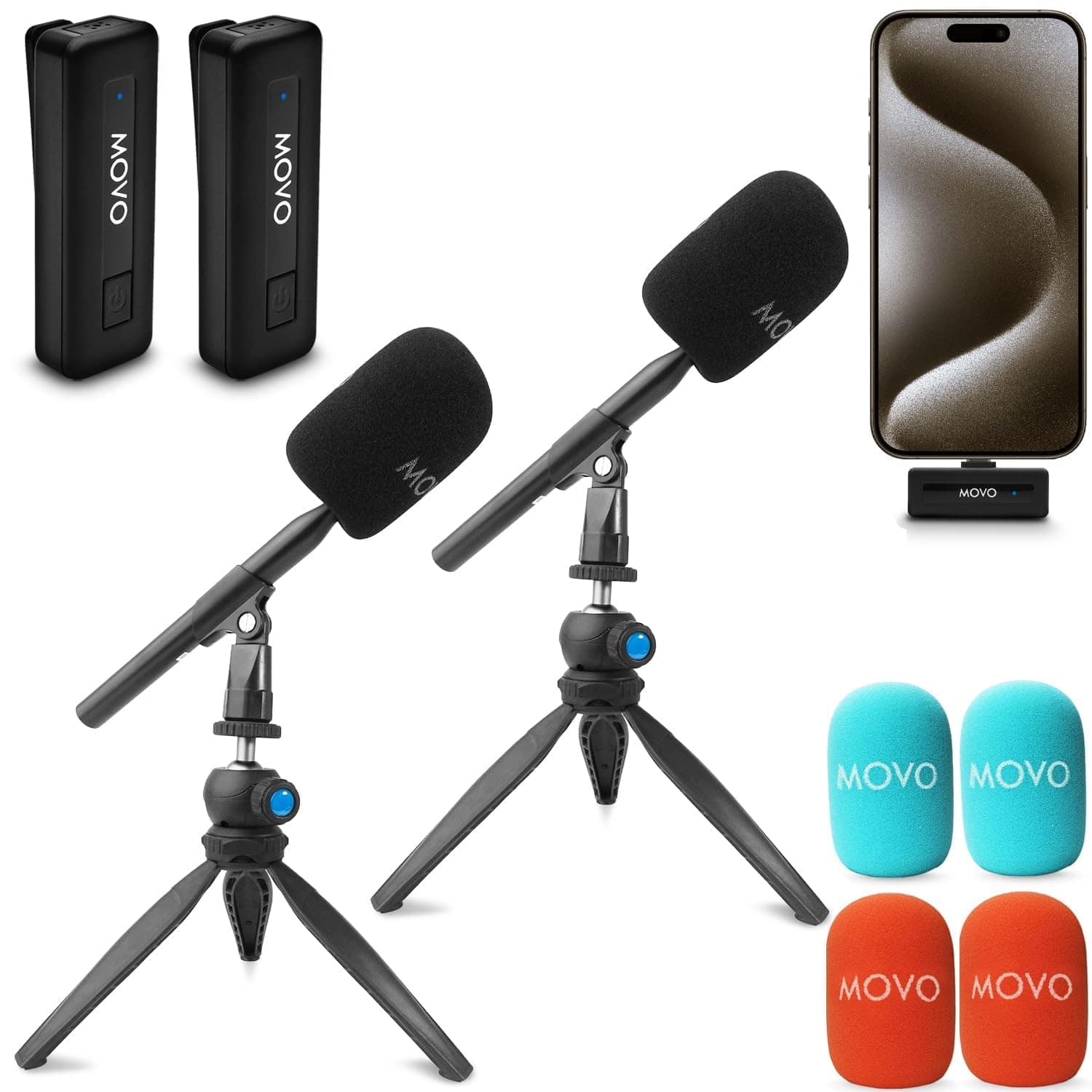 MOVO - Wireless Mini UC-Duo USB-C Wireless Microphone for iPhone 15/16/Android