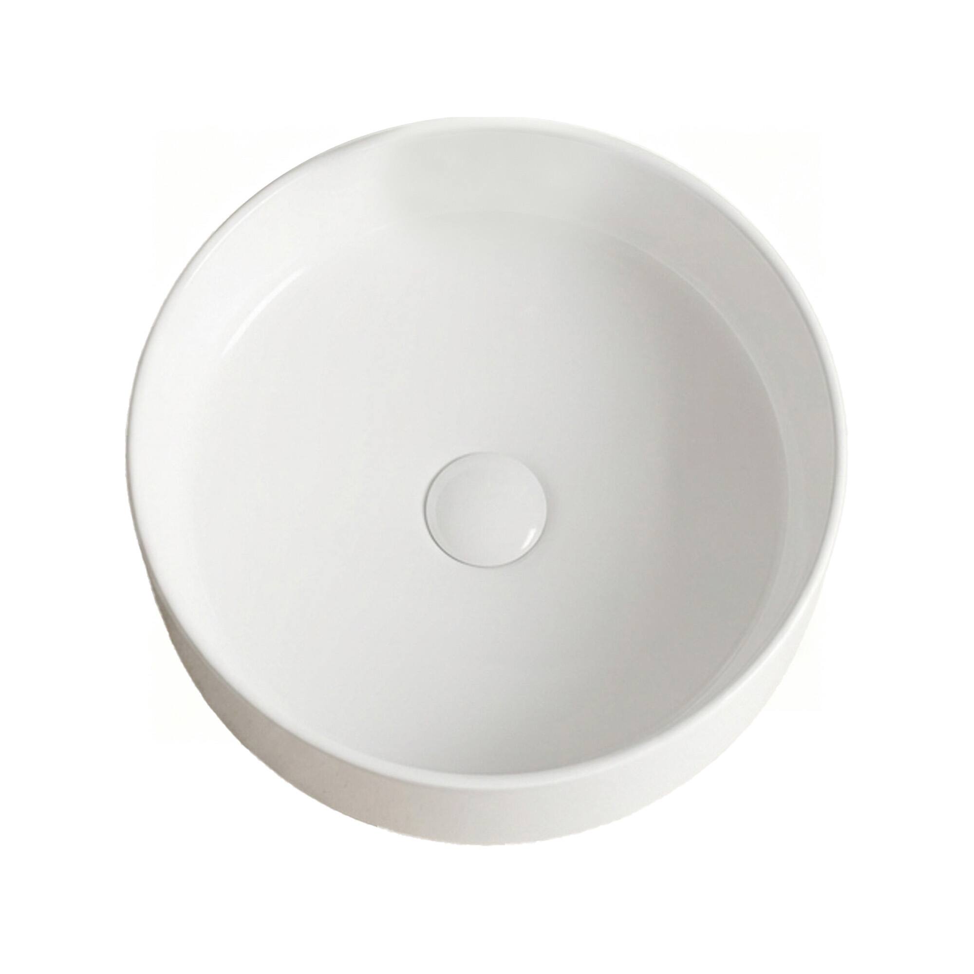 Alt View 6. Boyel Living - White Round Ceramic Vessel Sink Sleek Glazed Art Bathroom Sink Bowl Countertop Vanity Basin - White.