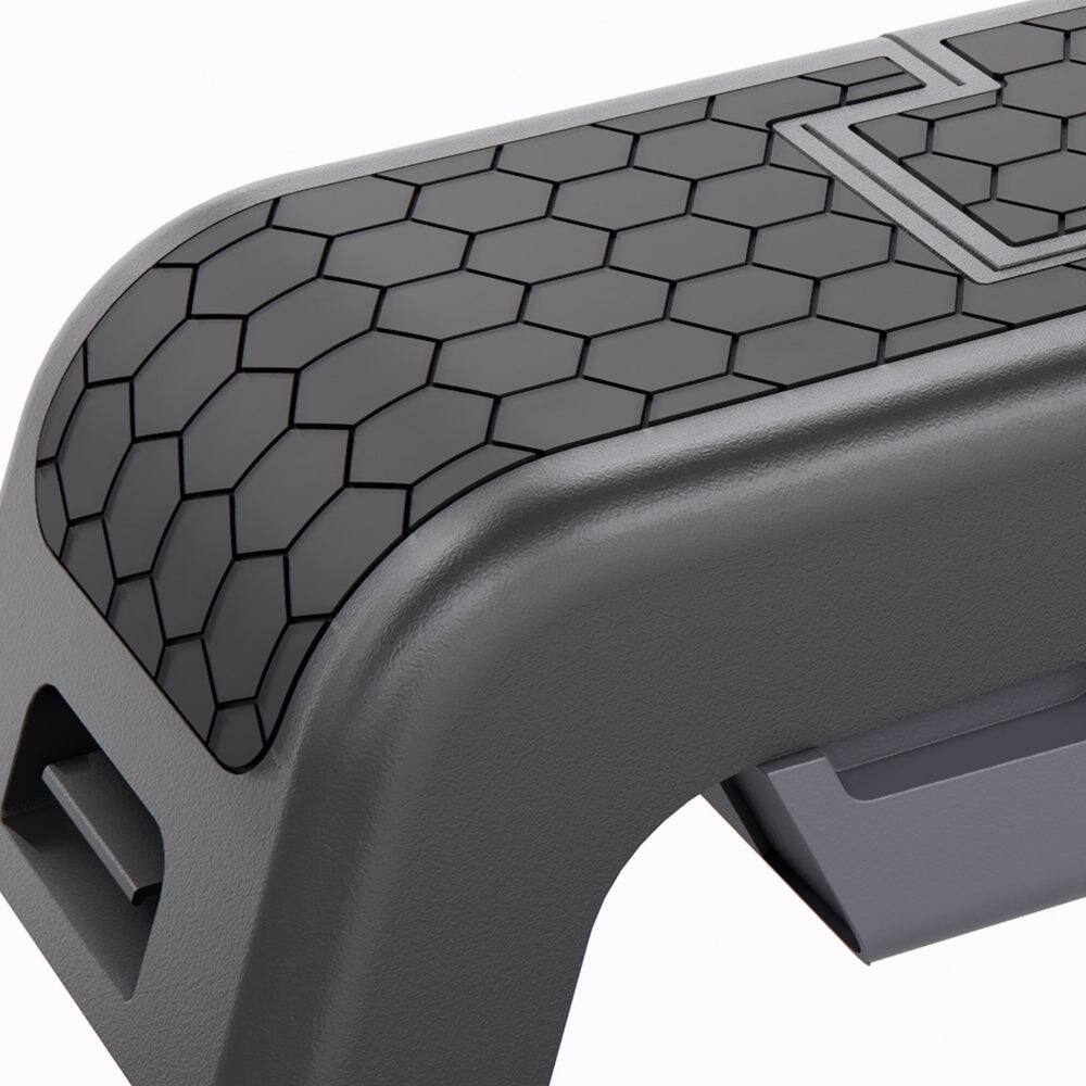 Alt View 6. Power Systems - Aerobic Deck, Adjustable Fitness Deck Bench w/Adjustable Deck & Resistance Band Clips - Black/Grey.