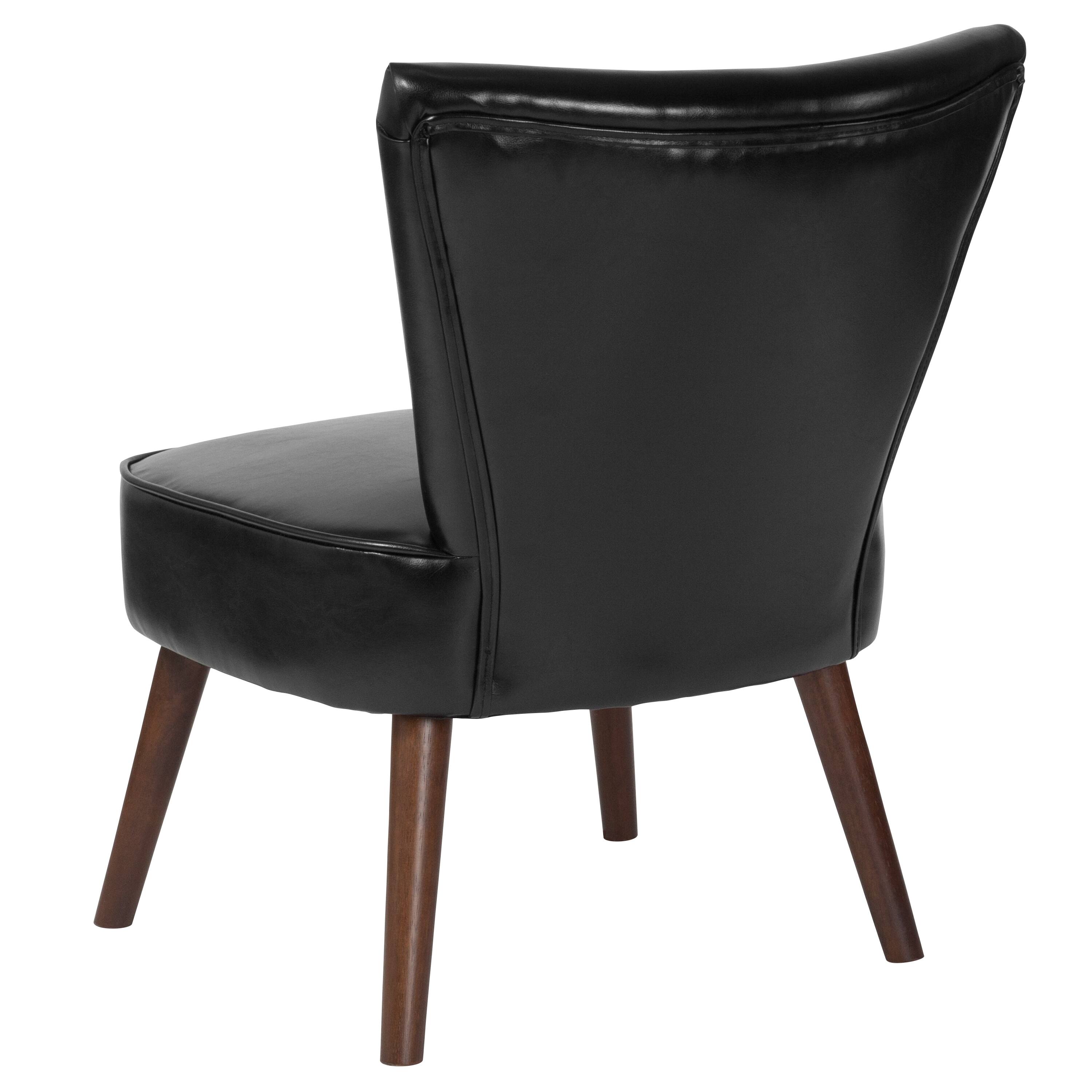 Alt View 3. Emma + Oliver - Retro Style Accent Chair with Triangular Back - Black LeatherSoft.