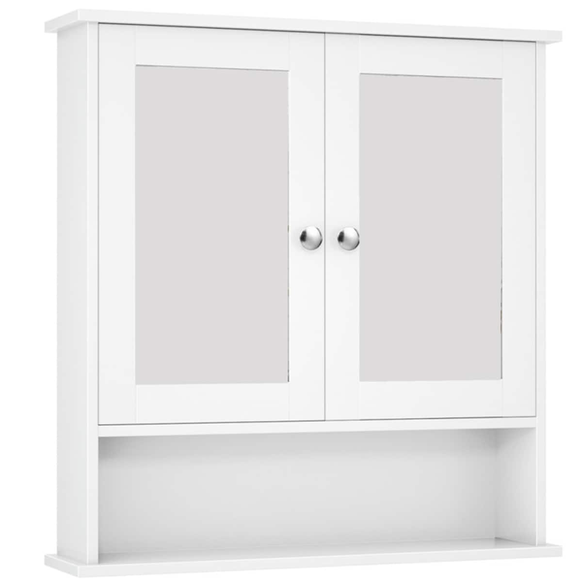 SlickBlue - Bathroom Mirror Cabinet, Wall Mounted Storage Organizer - White