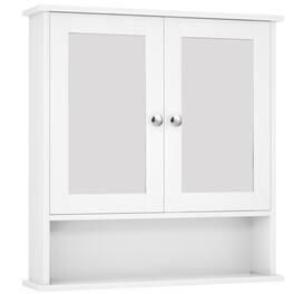 SlickBlue - Bathroom Mirror Cabinet, Wall Mounted Storage Organizer - White