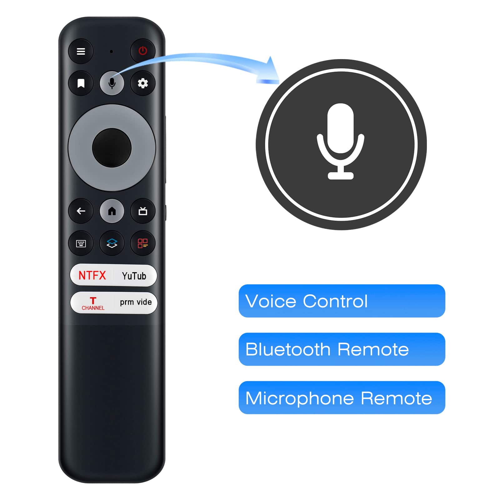 VINABTY - New RC902N FMR1 Voice Replaced Remote Fits for TCL S546 R646 Mini-LED QLED 4K UHD Smart TVs 55R646 55S546 65R646 - Black