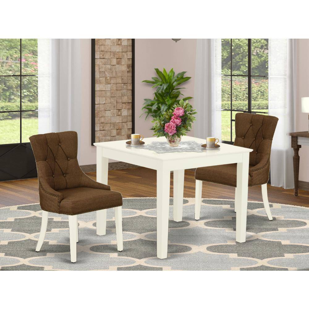 Left. East West Furniture - Dining Room Set Linen White - Brown.