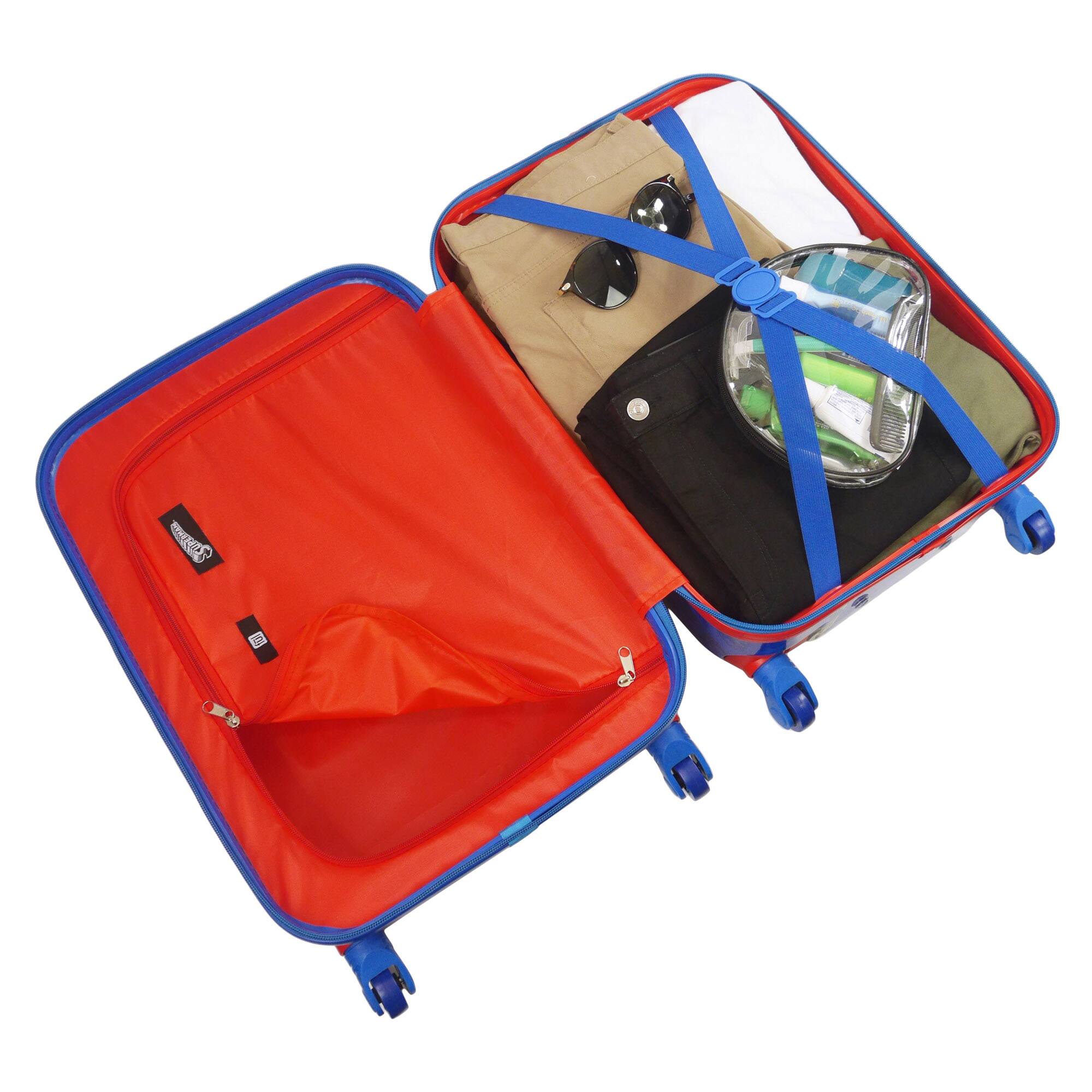 Alt View 1. Ful - WB Superman kids 20.5" Hard side spinner carry-on luggage - BLUE.