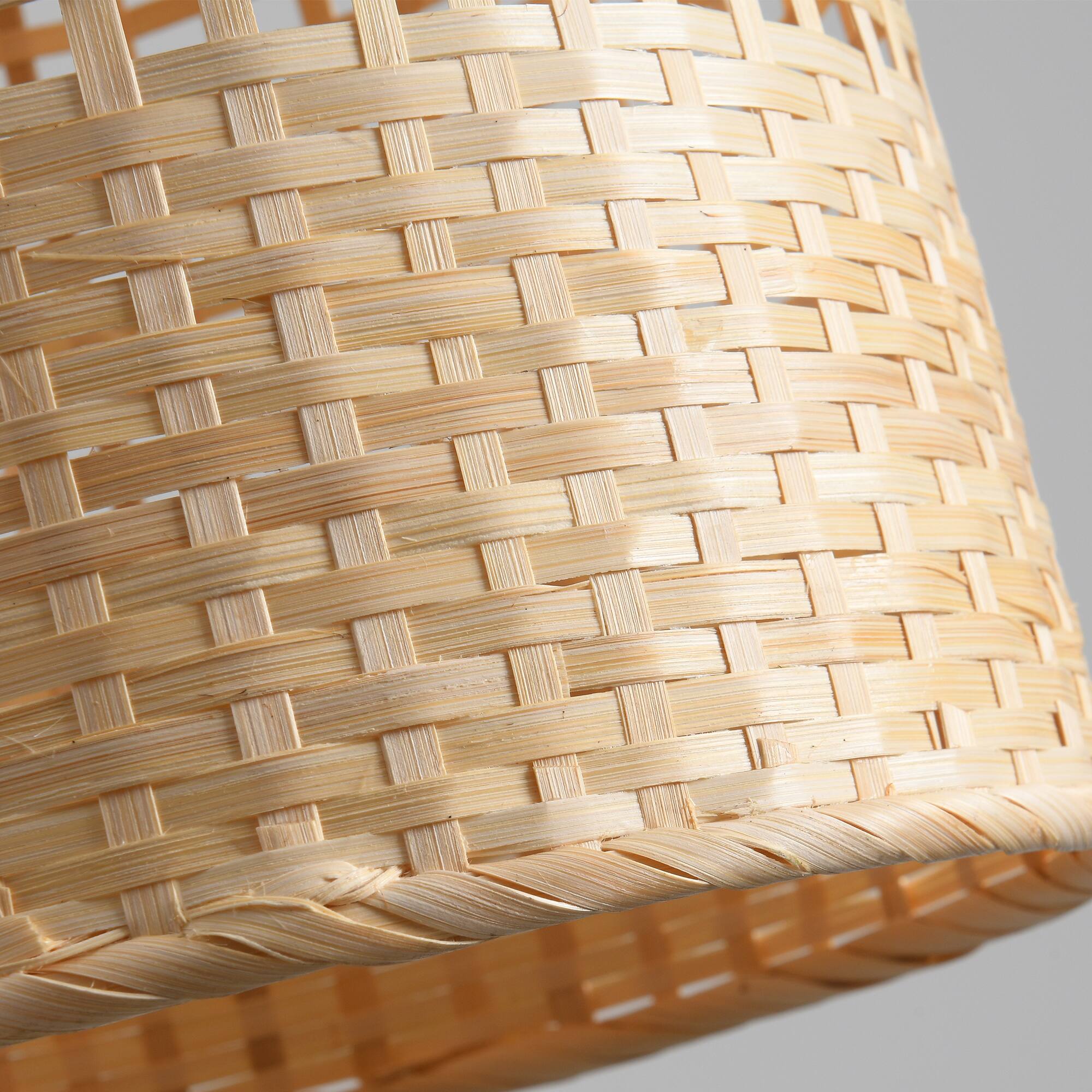 Alt View 8. Parrot Uncle - 1-Light Rustic Brown Bamboo Vintage Hand-Woven Dome Pendant Lamp.