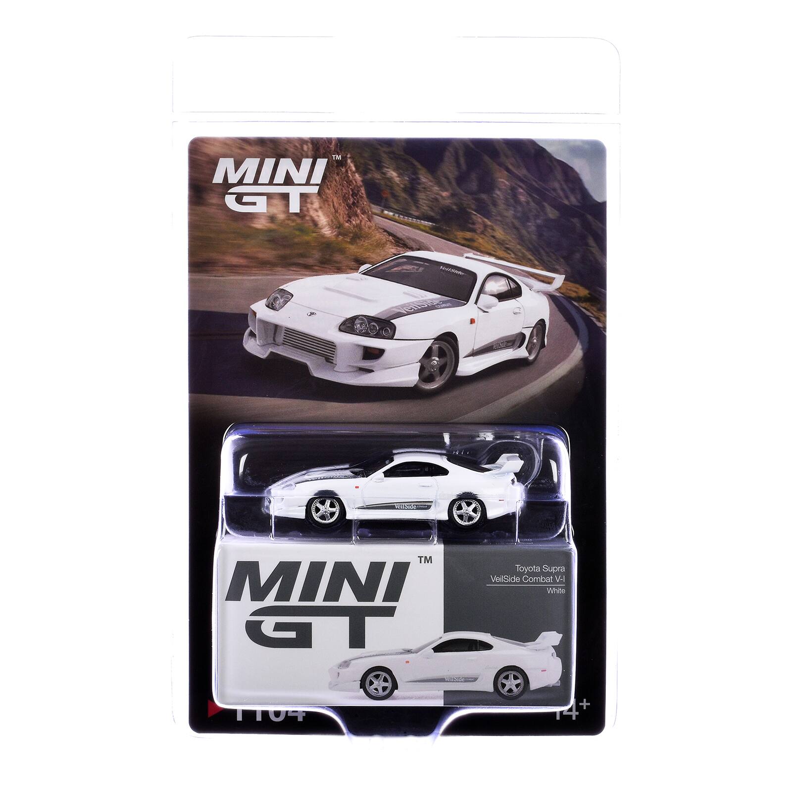MINI GT  
Toyota Supra  
Vellide Combat V4  
White