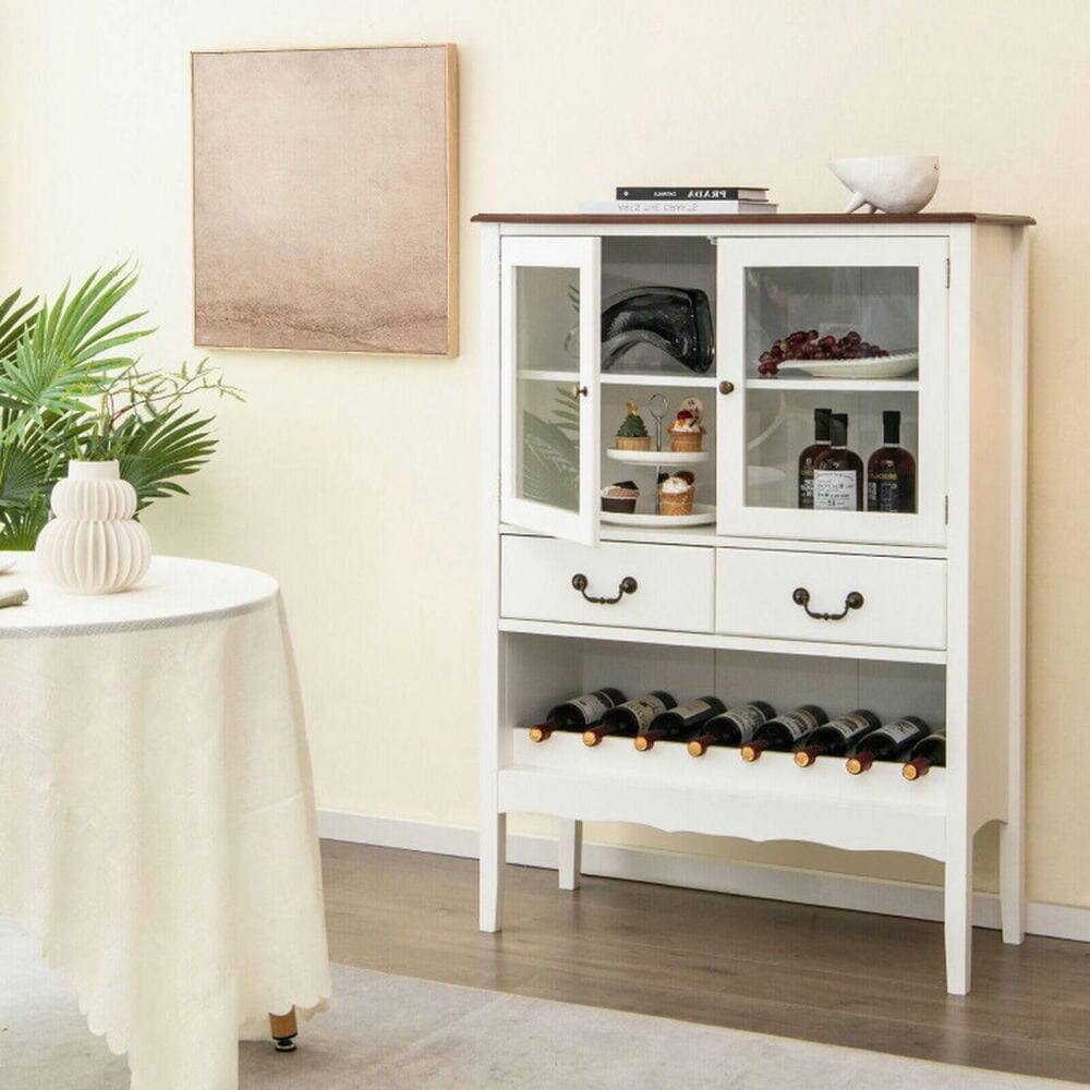 Alt View 2. Pefilos - Sideboard Buffet Cabinet, Sideboard with 2 Tempered Glass Doors, Cabinet for Indoor, White - White.