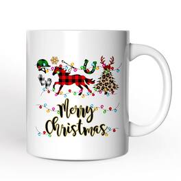 OrnamentallyYou - Horse Buffalo Plaid Christmas Mug, Equestrian Gift - White