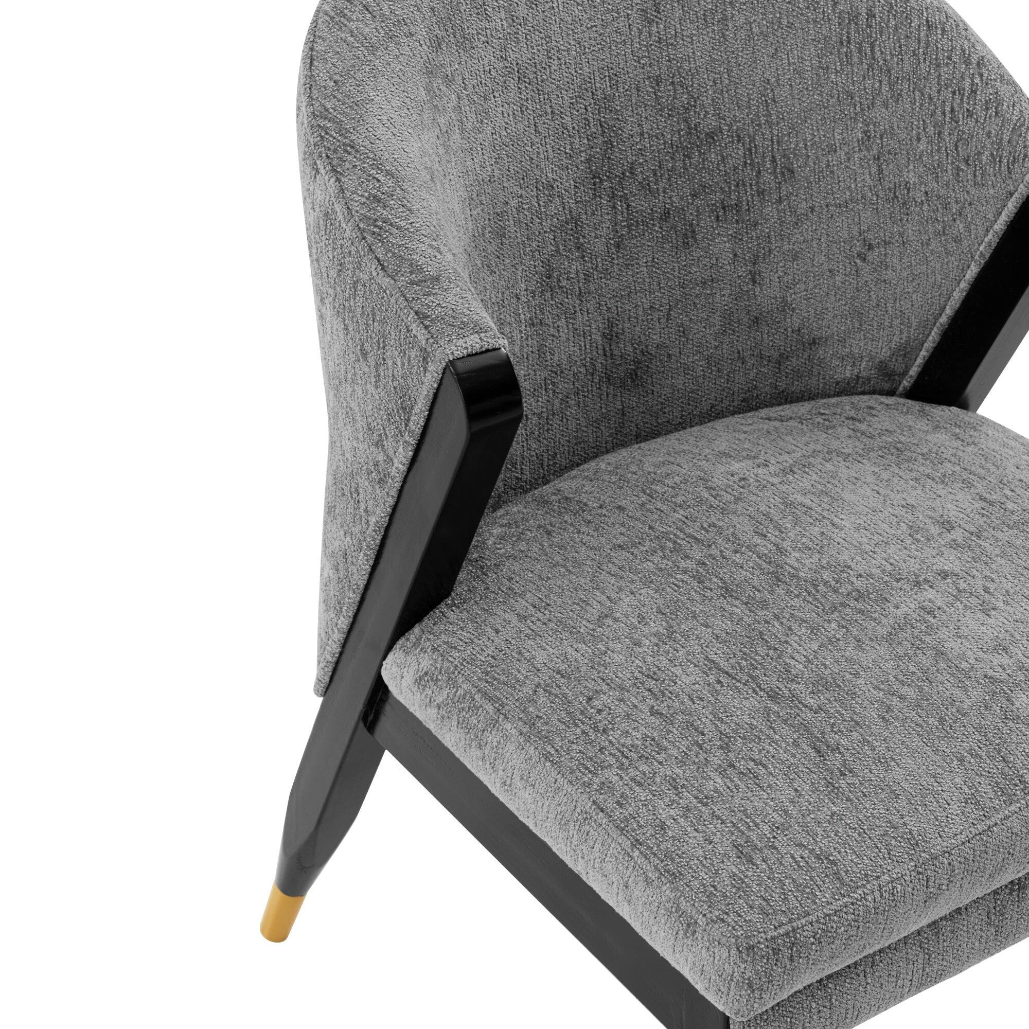 Alt View 1. Manhattan Comfort - Ola Modern Wood Chenille Dining Chair - Set of 2 - Gray.