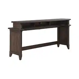 Liberty Furniture Industries - Console Bar Table Traditional - AC USB Charging Station - Oak Wood - Saddle Brown