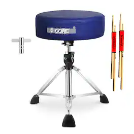 5 CORE - Drum Throne 4" Thick Padded Guitar Stool 441Lb Capacity 20-26” Adjustable Drummer Chair - Blue