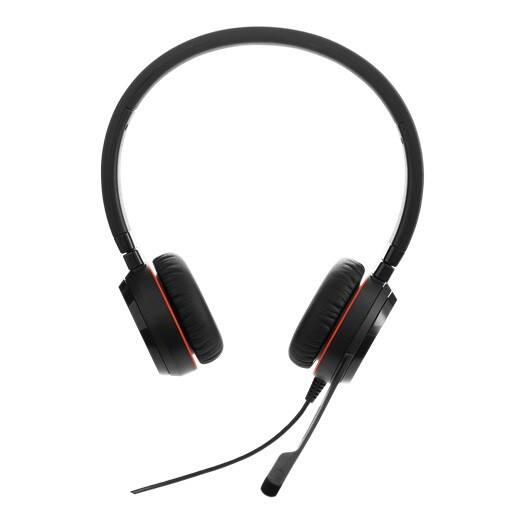 Left. Jabra - Jabra Evolve 30 II Headset - Stereo - Mini-phone (3.5mm) - Wired - Over-the-head - Binaural - Circumaural - 3.94 ft - Red.